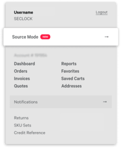 The Source Mode link as seen in a customer's navigation panel