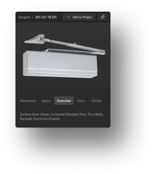A product card showing the 4040XP door closer and some of its details